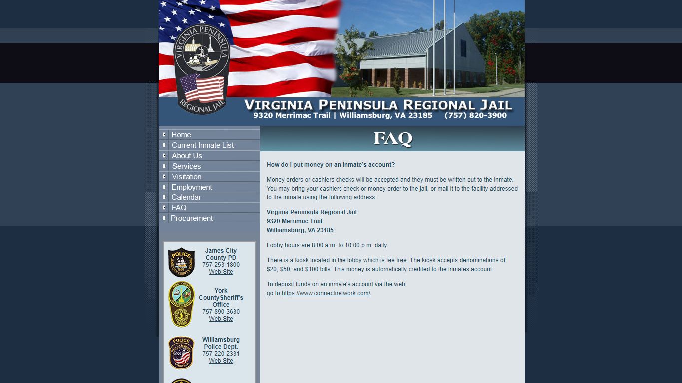 Welcome to the Virginia Peninsula Regional Jail